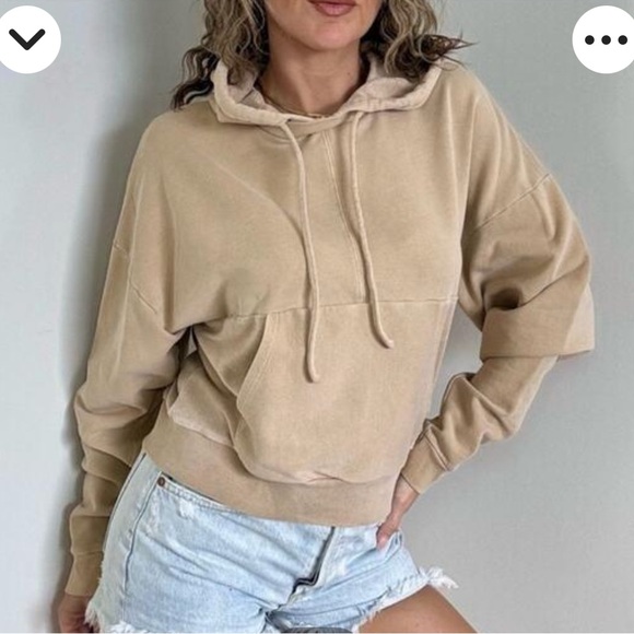 Beige Womens Rolledup Hoodie